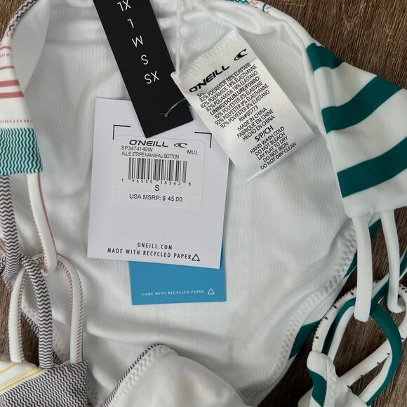 NWT O'Neill Allie Stripe Kaanapali Bikini Bottom White Stripes Small - Picture 5 of 6